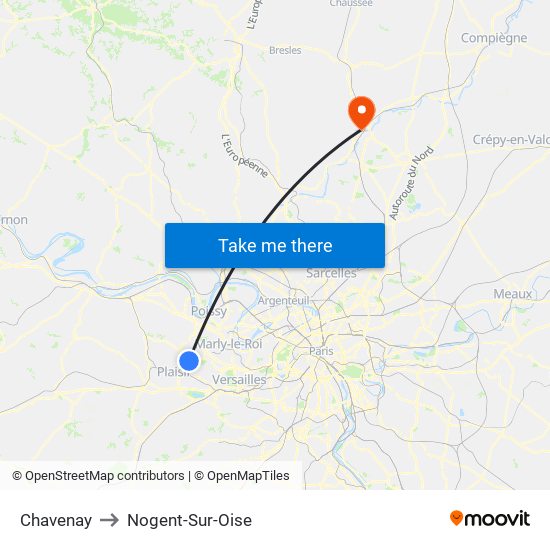 Chavenay to Nogent-Sur-Oise map