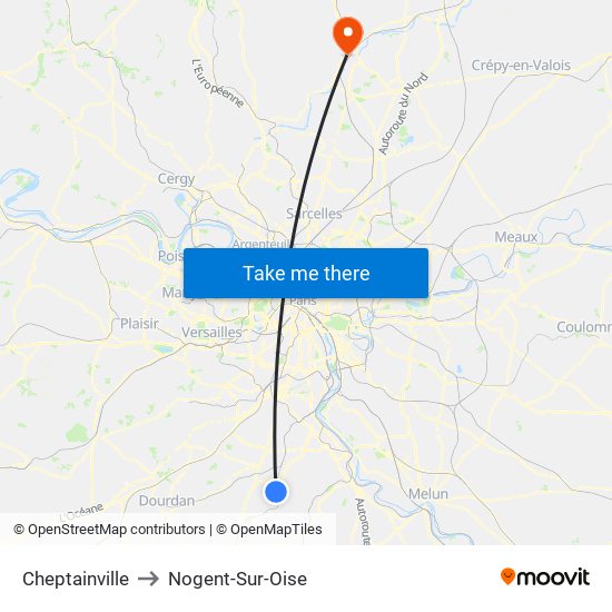 Cheptainville to Nogent-Sur-Oise map
