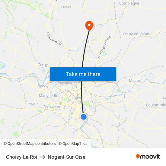 Choisy-Le-Roi to Nogent-Sur-Oise map