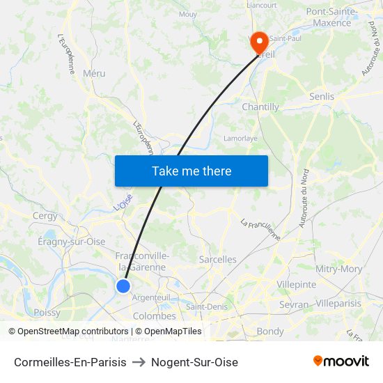 Cormeilles-En-Parisis to Nogent-Sur-Oise map