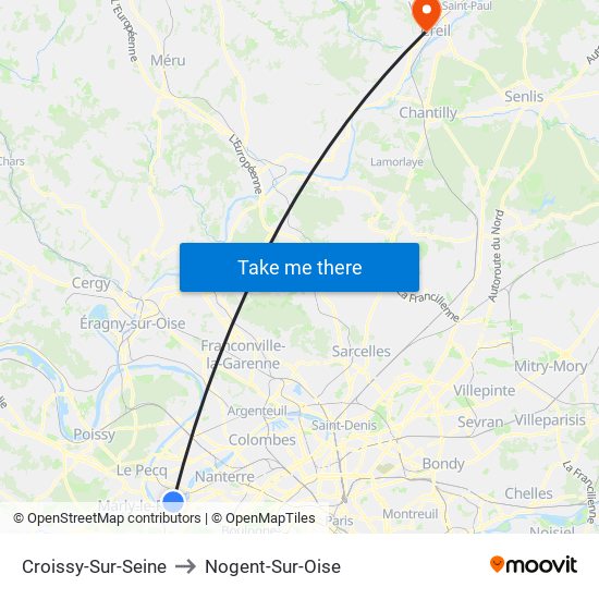 Croissy-Sur-Seine to Nogent-Sur-Oise map