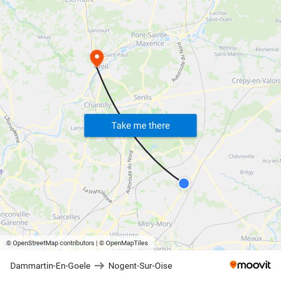 Dammartin-En-Goele to Nogent-Sur-Oise map