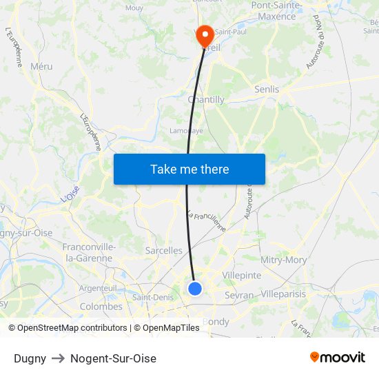 Dugny to Nogent-Sur-Oise map