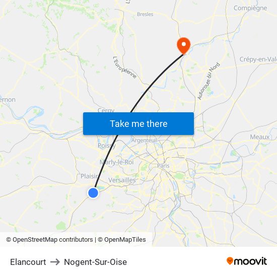 Elancourt to Nogent-Sur-Oise map