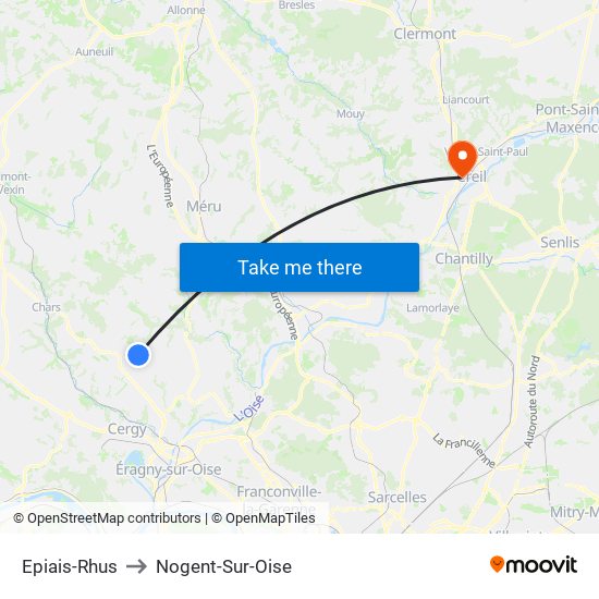 Epiais-Rhus to Nogent-Sur-Oise map
