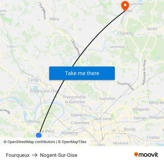 Fourqueux to Nogent-Sur-Oise map