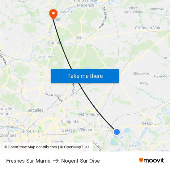 Fresnes-Sur-Marne to Nogent-Sur-Oise map