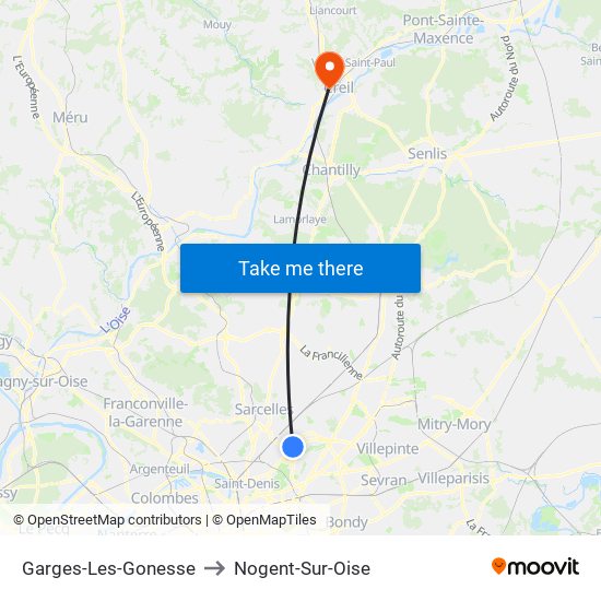 Garges-Les-Gonesse to Nogent-Sur-Oise map
