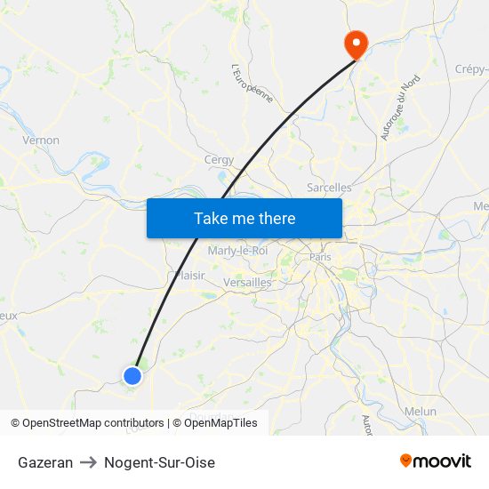 Gazeran to Nogent-Sur-Oise map