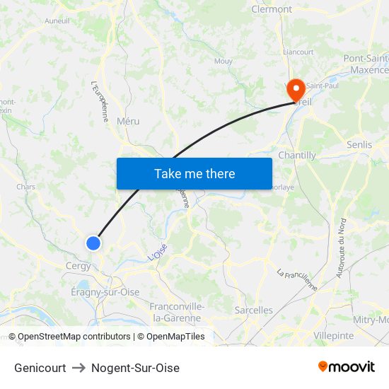 Genicourt to Nogent-Sur-Oise map