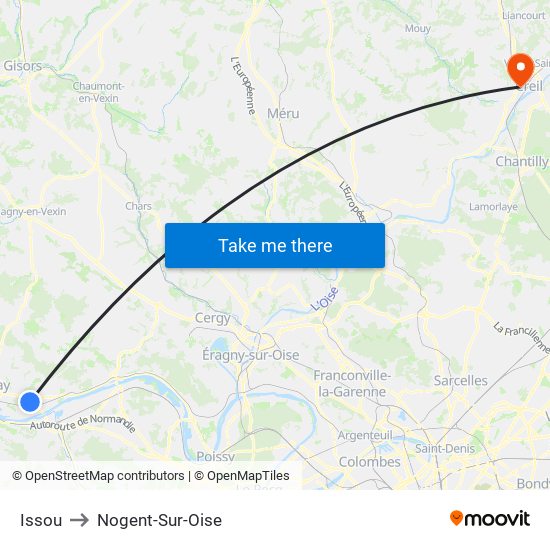 Issou to Nogent-Sur-Oise map