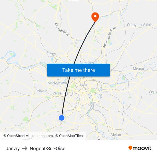Janvry to Nogent-Sur-Oise map