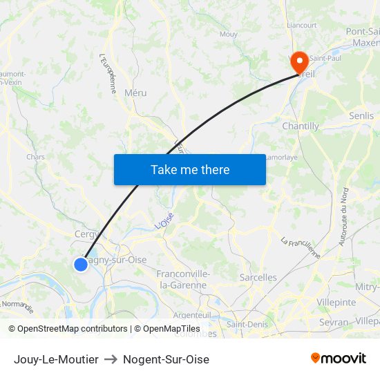 Jouy-Le-Moutier to Nogent-Sur-Oise map