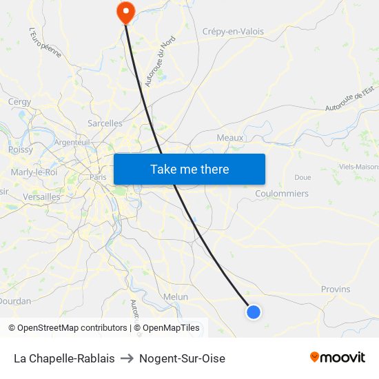La Chapelle-Rablais to Nogent-Sur-Oise map