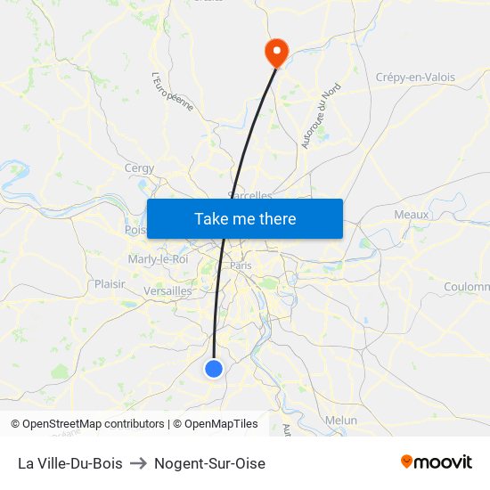 La Ville-Du-Bois to Nogent-Sur-Oise map