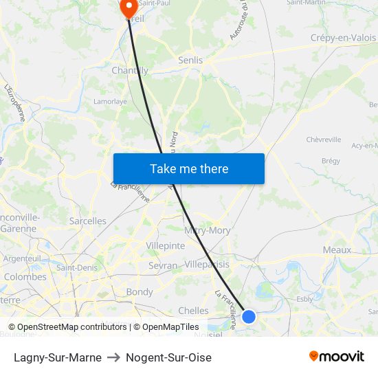 Lagny-Sur-Marne to Nogent-Sur-Oise map