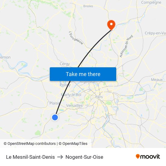 Le Mesnil-Saint-Denis to Nogent-Sur-Oise map