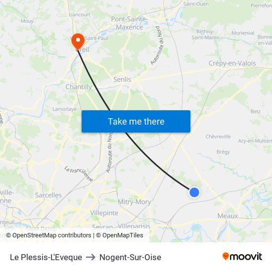 Le Plessis-L'Eveque to Nogent-Sur-Oise map