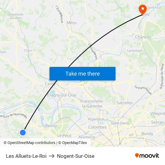 Les Alluets-Le-Roi to Nogent-Sur-Oise map