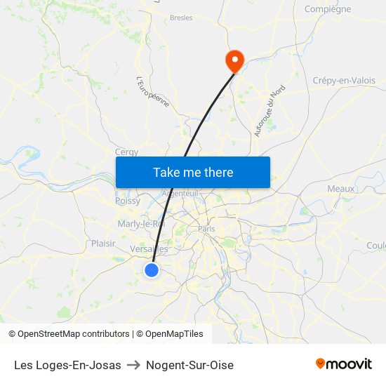 Les Loges-En-Josas to Nogent-Sur-Oise map