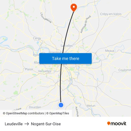 Leudeville to Nogent-Sur-Oise map