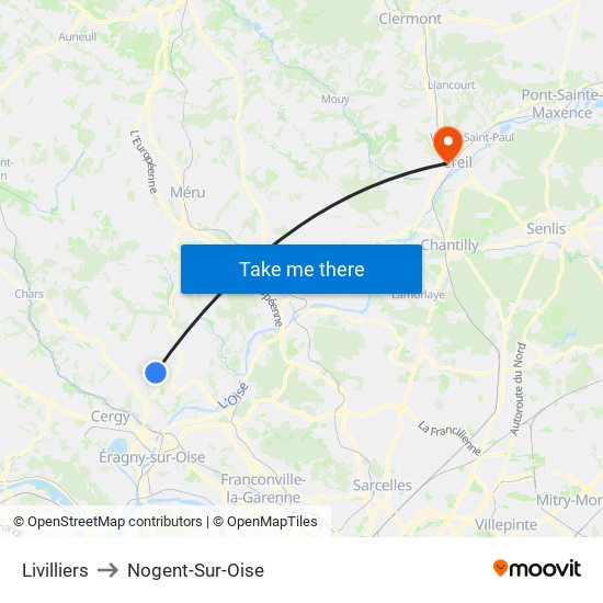 Livilliers to Nogent-Sur-Oise map