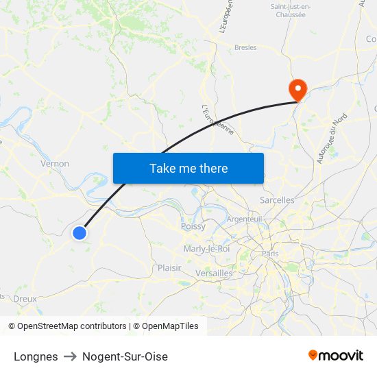 Longnes to Nogent-Sur-Oise map