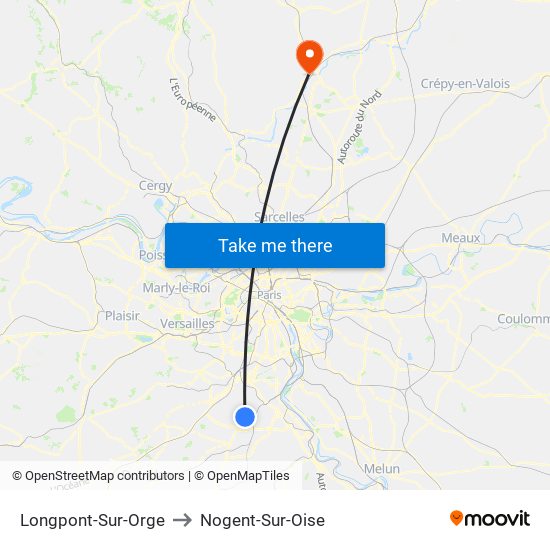 Longpont-Sur-Orge to Nogent-Sur-Oise map