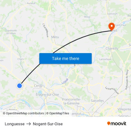 Longuesse to Nogent-Sur-Oise map