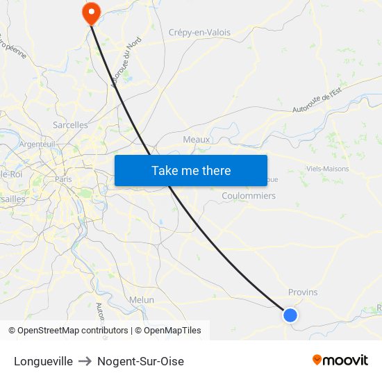 Longueville to Nogent-Sur-Oise map