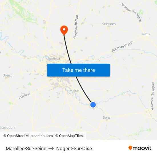 Marolles-Sur-Seine to Nogent-Sur-Oise map