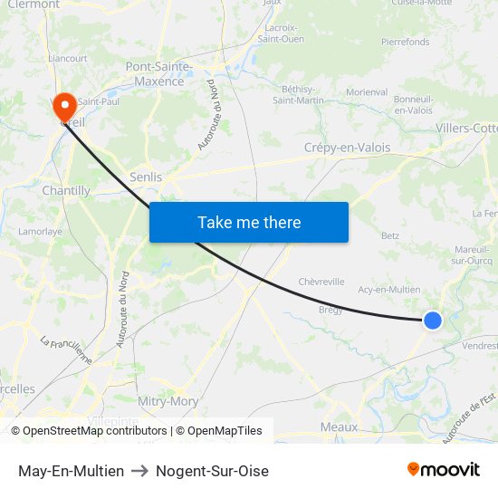 May-En-Multien to Nogent-Sur-Oise map