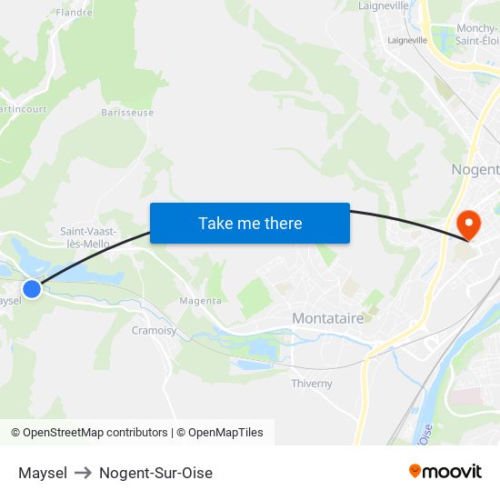 Maysel to Nogent-Sur-Oise map