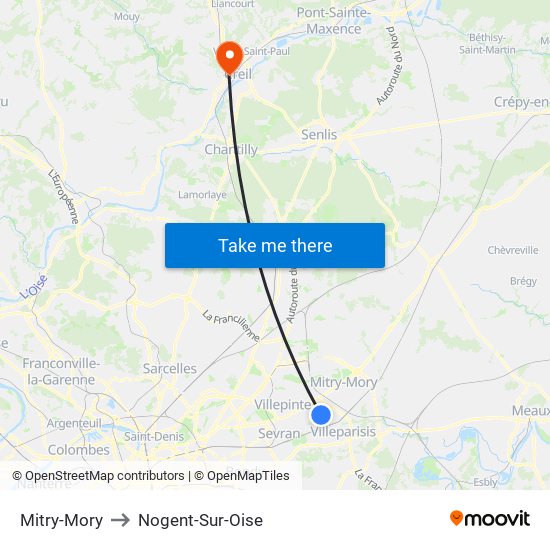 Mitry-Mory to Nogent-Sur-Oise map