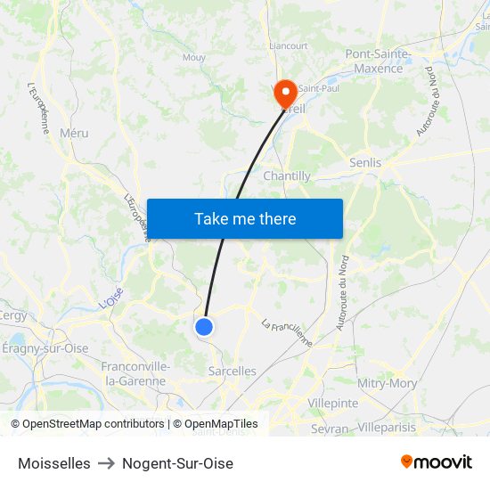 Moisselles to Nogent-Sur-Oise map