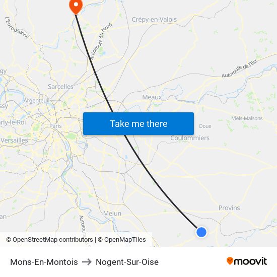 Mons-En-Montois to Nogent-Sur-Oise map