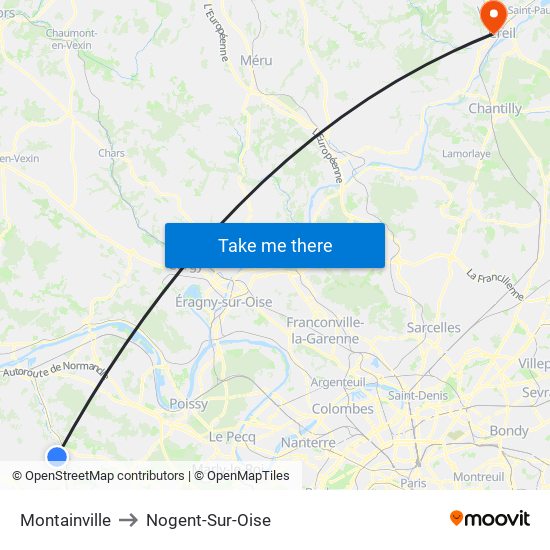 Montainville to Nogent-Sur-Oise map