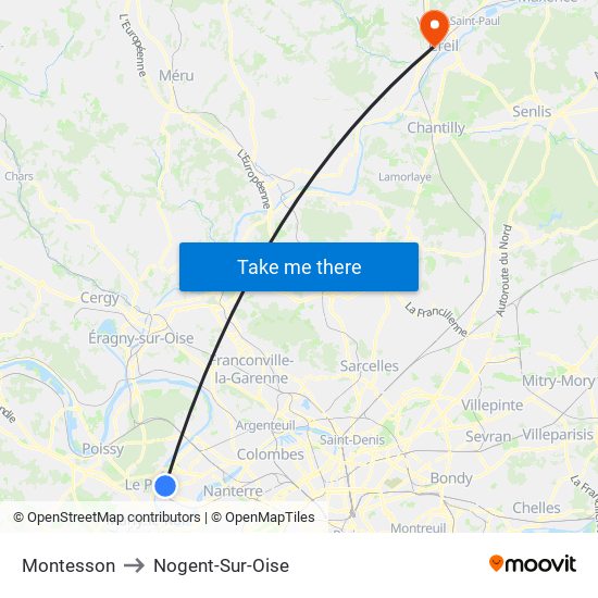 Montesson to Nogent-Sur-Oise map