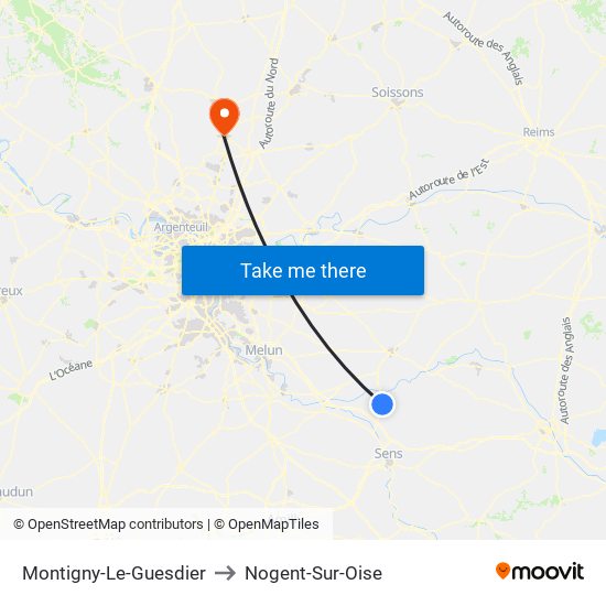 Montigny-Le-Guesdier to Nogent-Sur-Oise map