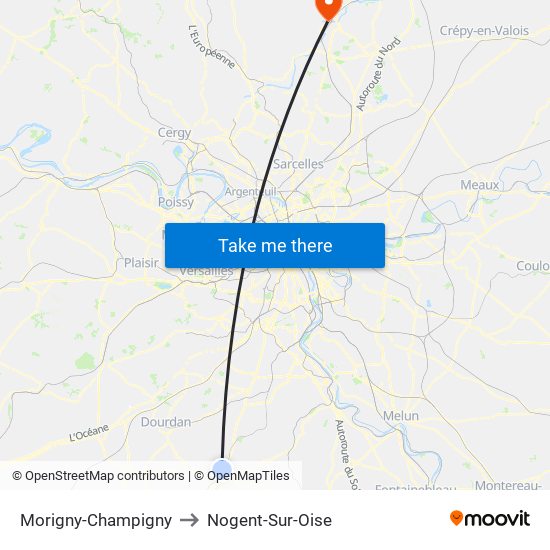 Morigny-Champigny to Nogent-Sur-Oise map