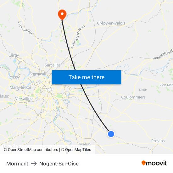 Mormant to Nogent-Sur-Oise map