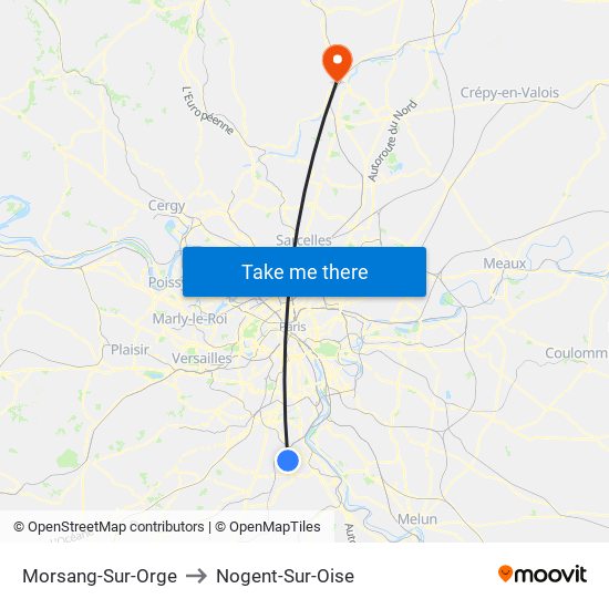 Morsang-Sur-Orge to Nogent-Sur-Oise map