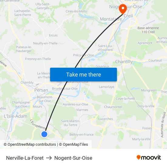 Nerville-La-Foret to Nogent-Sur-Oise map