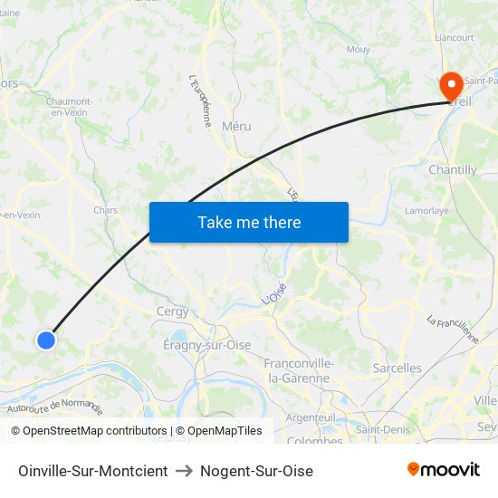 Oinville-Sur-Montcient to Nogent-Sur-Oise map