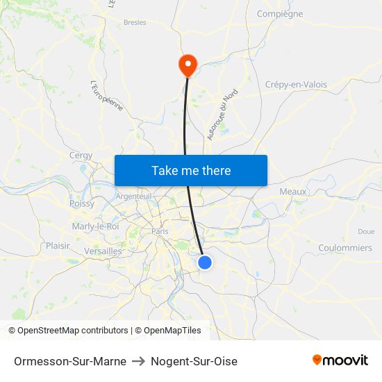 Ormesson-Sur-Marne to Nogent-Sur-Oise map