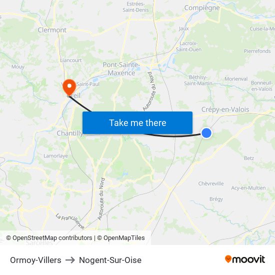 Ormoy-Villers to Nogent-Sur-Oise map