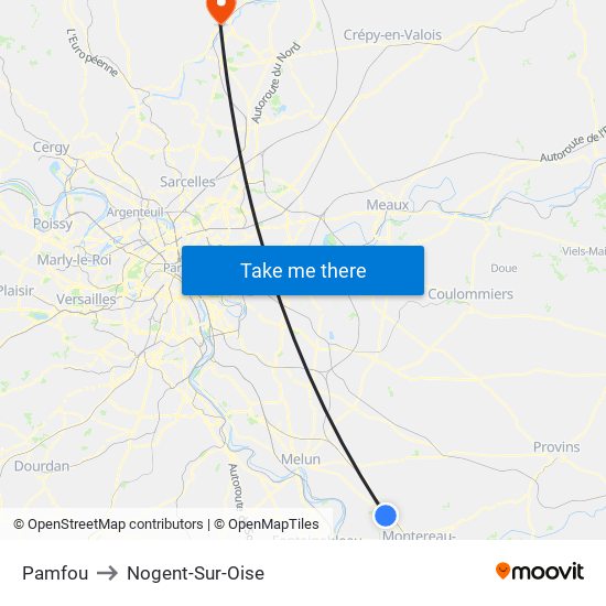 Pamfou to Nogent-Sur-Oise map