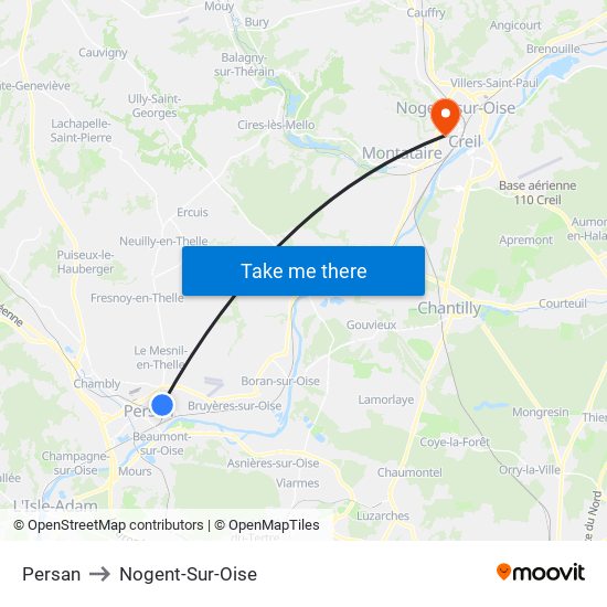 Persan to Nogent-Sur-Oise map