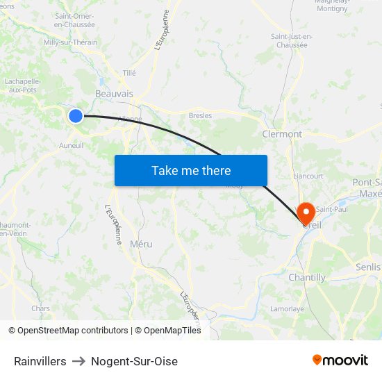 Rainvillers to Nogent-Sur-Oise map