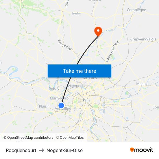 Rocquencourt to Nogent-Sur-Oise map